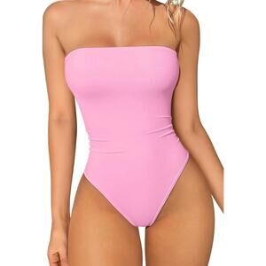 Brand New OQQ Women's Size XL Pink One Piece Bodysuit